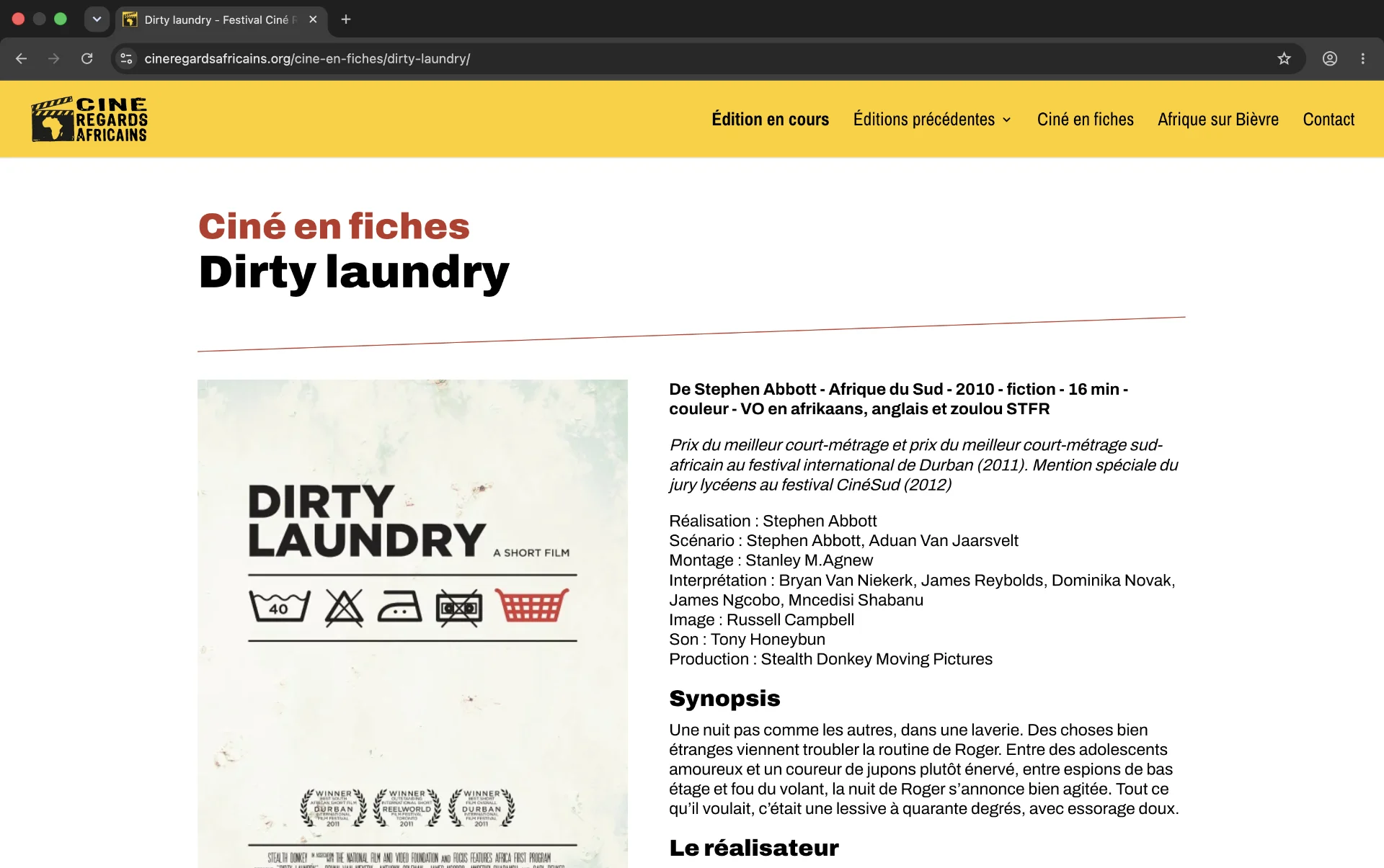 Fiche ciné du site web de Ciné Regards Africains Fiche ciné du site web de Ciné Regards Africains